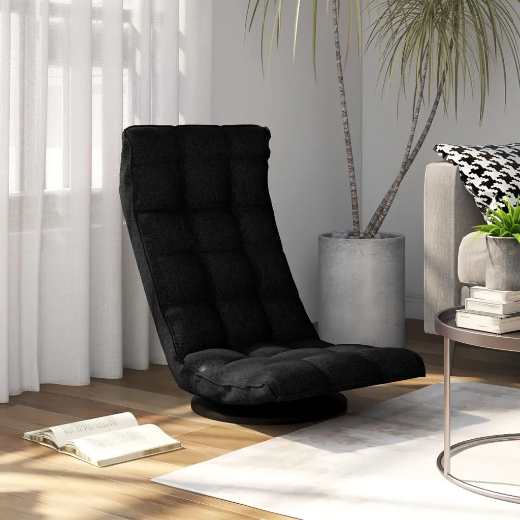 Sedia da Pavimento Girevole Nera in Tessuto CFW7651173