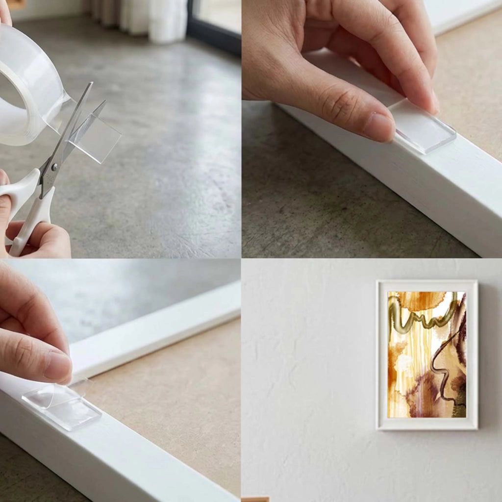 Nastro Adesivo Nano Tape Fissaggio Biadesivo 3cm x 2m e senza Perforazione Trasparente Avizar