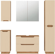 Set di mobili da bagno Lotta, Rovere/cashmere a righe, 5 parti