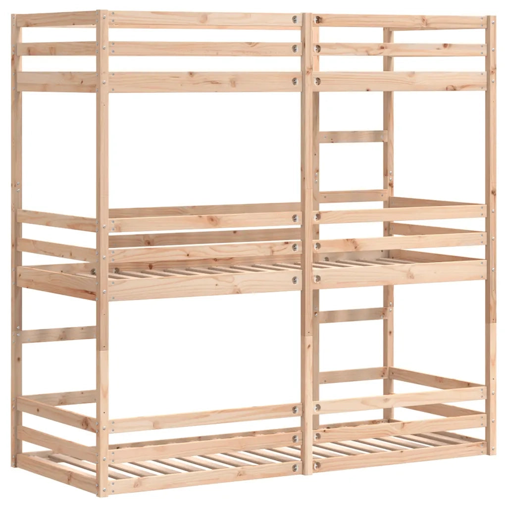 Letto a Castello Triplo 75x190 cm in Legno Massello di Pino 3284260