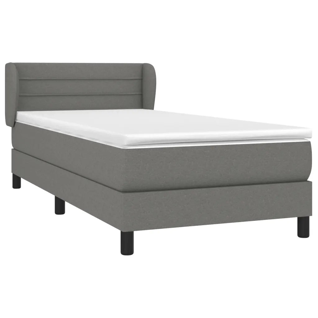 Letto singolo | Letto per adulti | Giroletto a Molle con Materasso Grigio Scuro 90x200 cm Tessuto