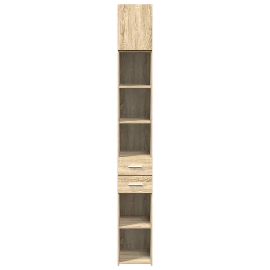 Mobile contenitore sottile 30 x 42,5 x 225 cm capiente moderno multifunzionale realizzato in legno ingegnerizzato di rovere Sonoma 02_0055554