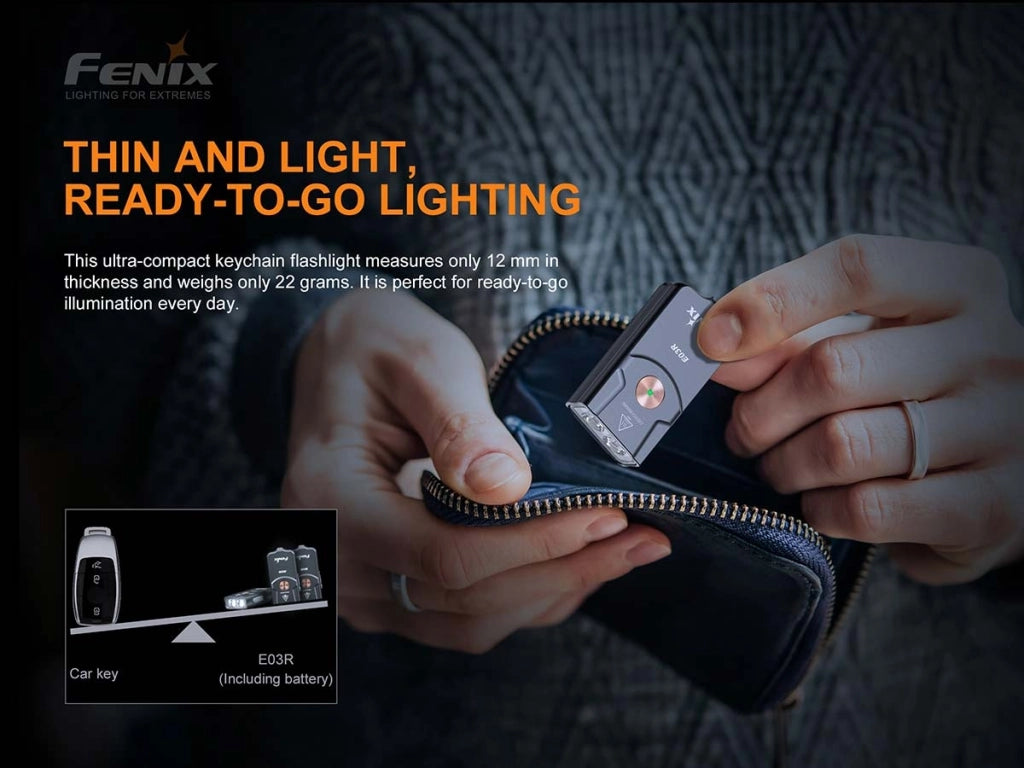 Torcia led tascabile FENIX E03R 260 lumen 42 metri