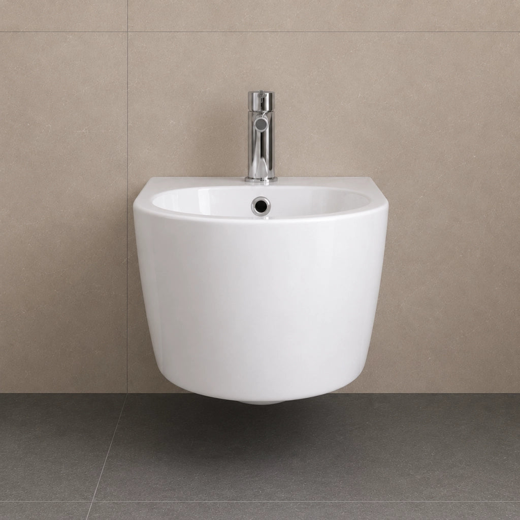 Bidet modello giunone ceramica sospeso bianco lucido per bagno moderno *** accessori senza fissaggi, confezione 1