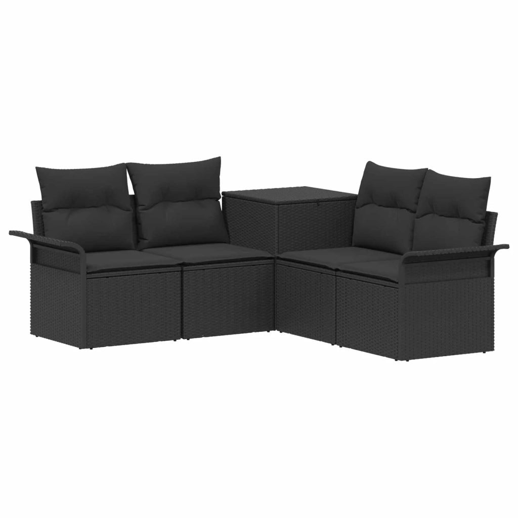 Set di divani 5 pz Nero Rattan sintetico e Acciaio 3447731