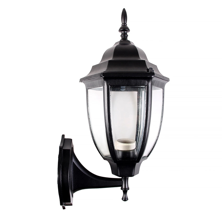 APPLIQUE DA ESTERNO A LANTERNA LAMPADA DA PARETE NERA IP45 CON ATTACCO E27 - ILLUMINAZIONE RETRO