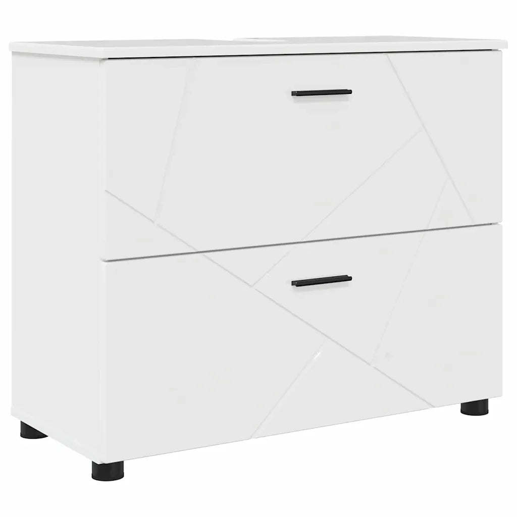 Set di mobili per il bagno con cassetto 4 pcs Bianco Lucido 3393047