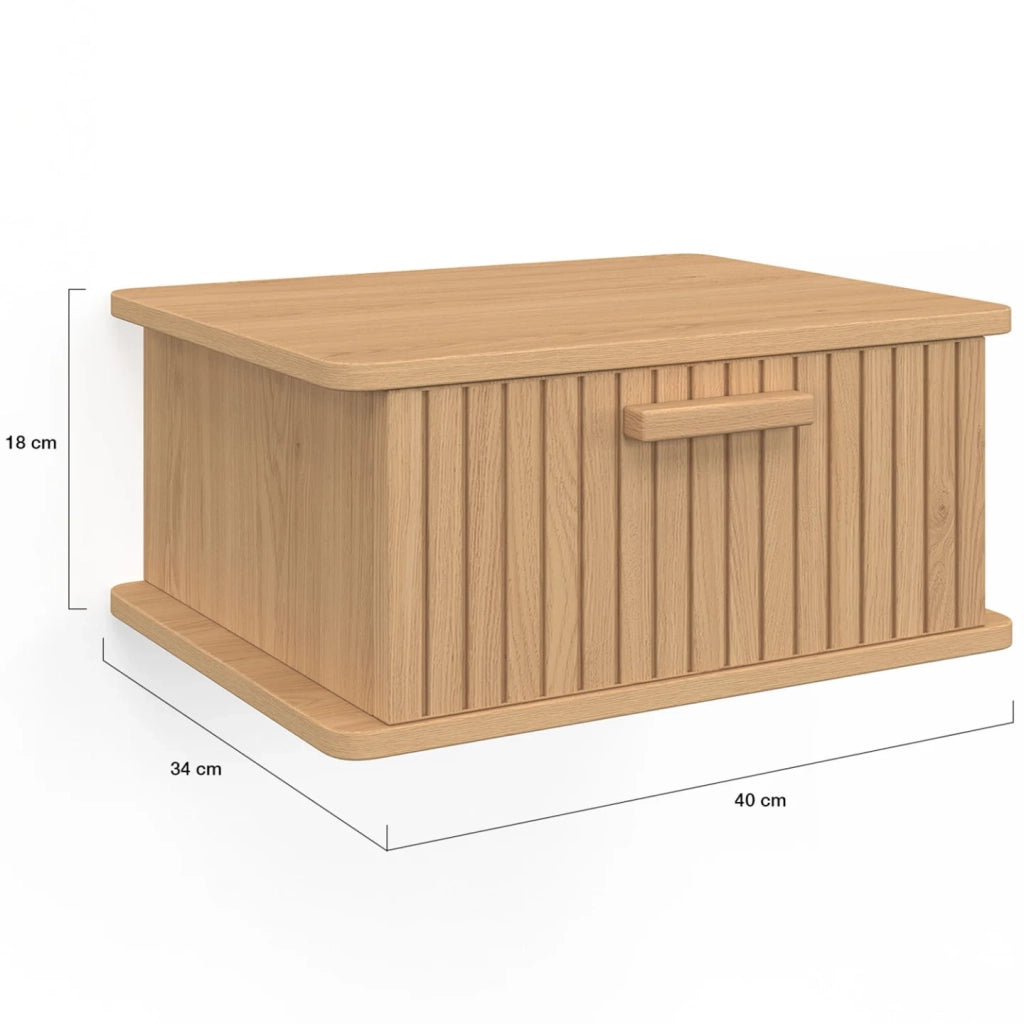 IDMarket - Set di 2 comodini a parete JULIETTE, 1 cassetto, ripiano sospeso, doghe in legno
