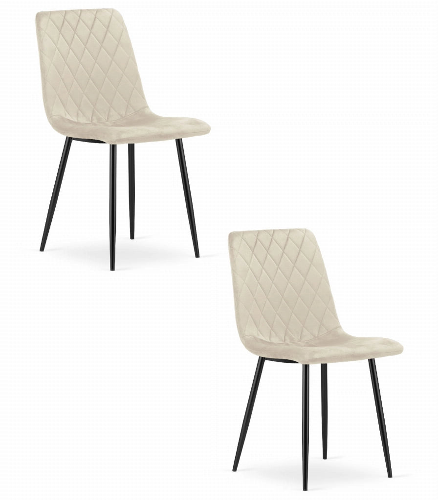 Sedia Valora TURIN in velluto beige, design ergonomico x2