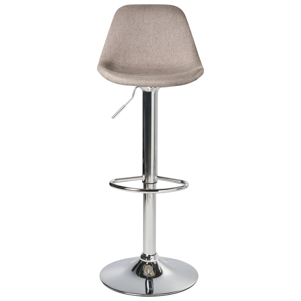 Set di 2 sgabelli da bar girevoli in tessuto tortora con seduta imbottita stile moderno
