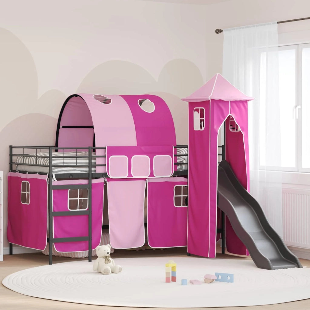 Struttura del letto loft per bambini Nero e rosa 90 x 200 cm 42020888