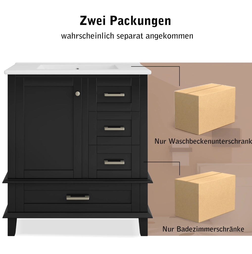 MOBILE BAGNO con lavabo integrato 76x45,5x83,5 cm MDF Nero
