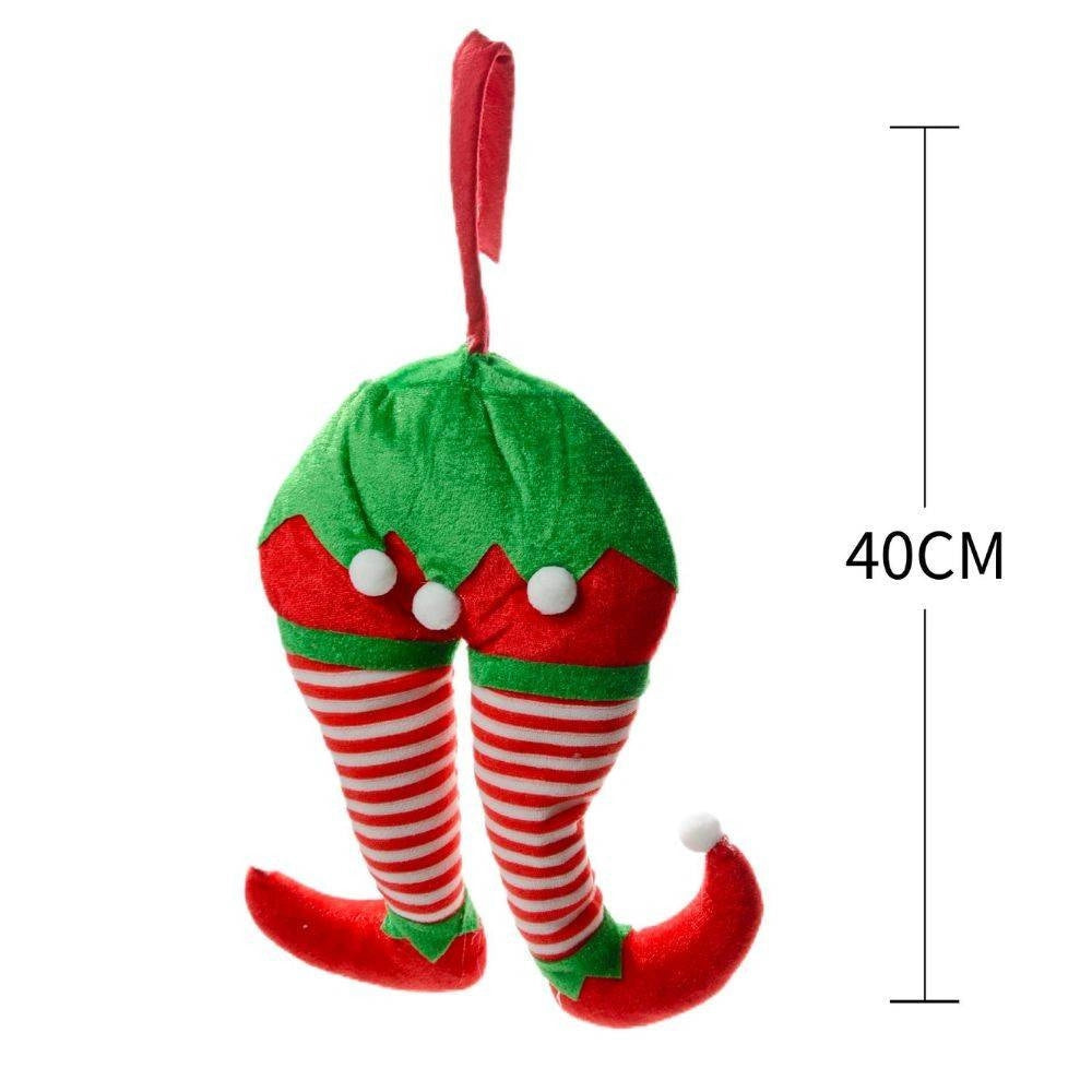 Trade Shop - Decorazioni Di Natale Gambe Elfo Righe Addobbo Per Albero Di Natale Dim. 30x40h -