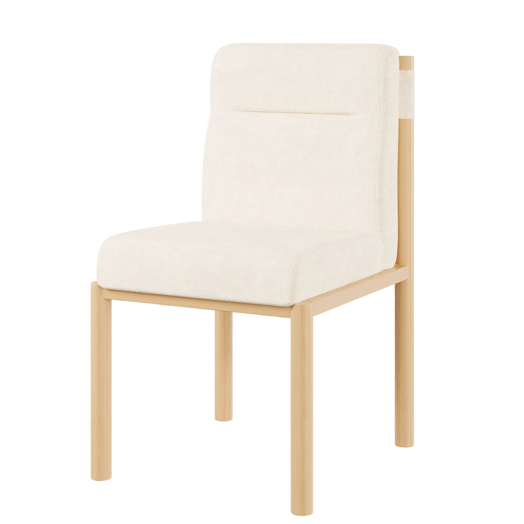 Set di 2 sedie da pranzo - Zephmum - Tela Sherpa - Struttura in effetto quercia - Imbottitura spessa - Beige