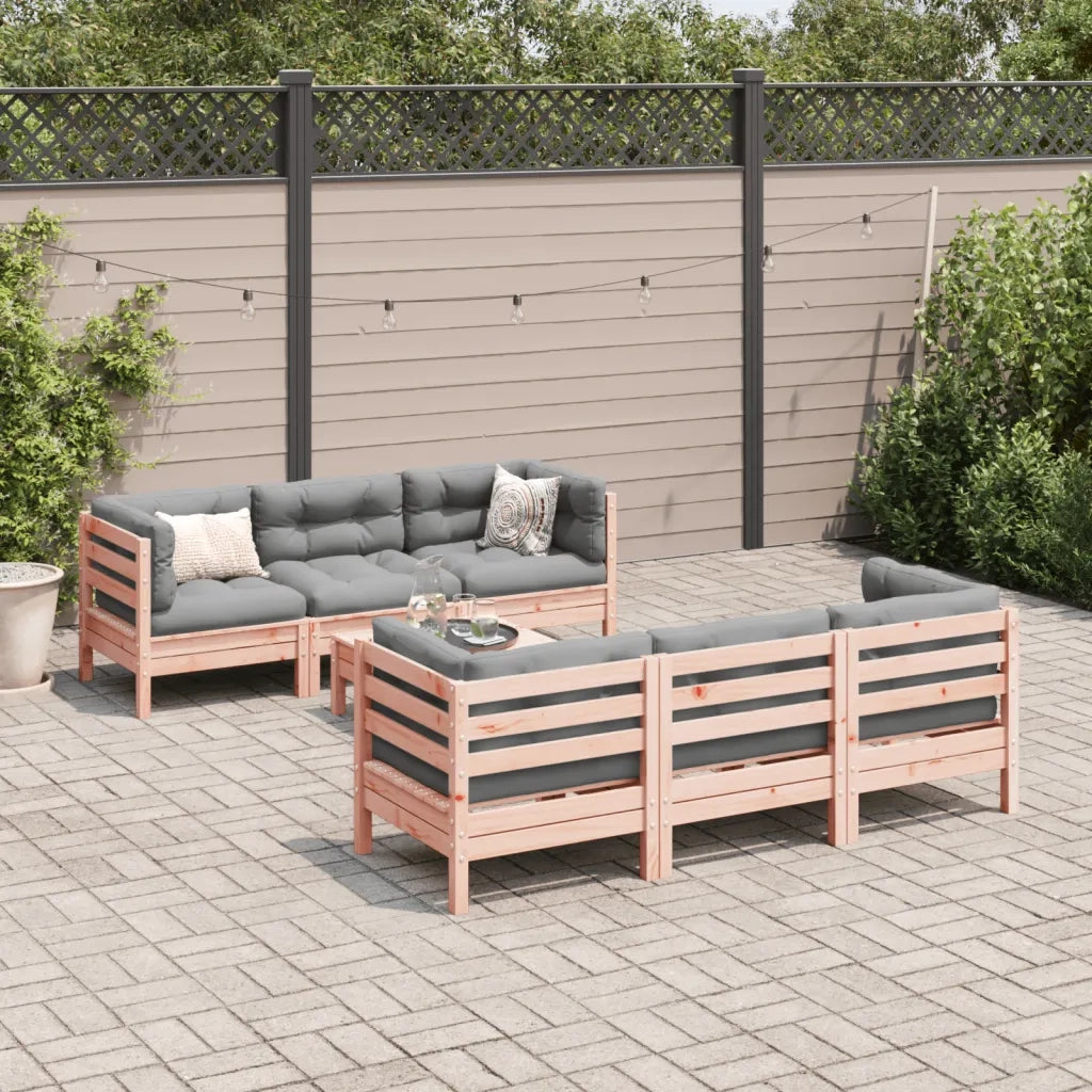 Set Divani Giardino 7 pz Cuscini Legno Massello Abete Douglas