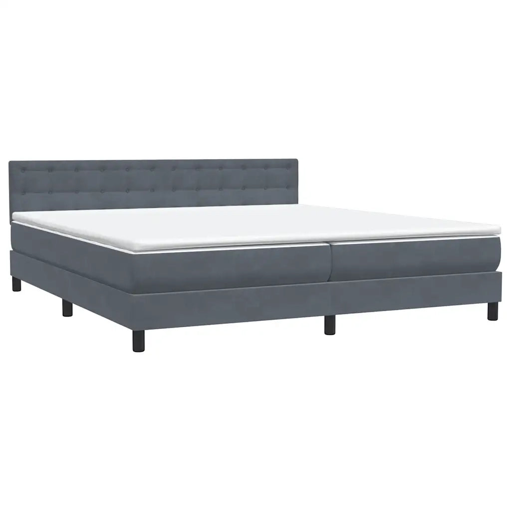 Giroletto a Molle con Materasso Grigio Scuro 180x220 cm Velluto