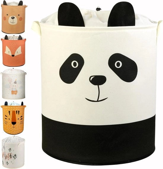 Cesta di Stoccaggio Portatile a Cilindro Flessibile per Bambino con Disegno di Panda per Organizzare Giocattoli, Coperte e Abiti per Aria Comune e Casa