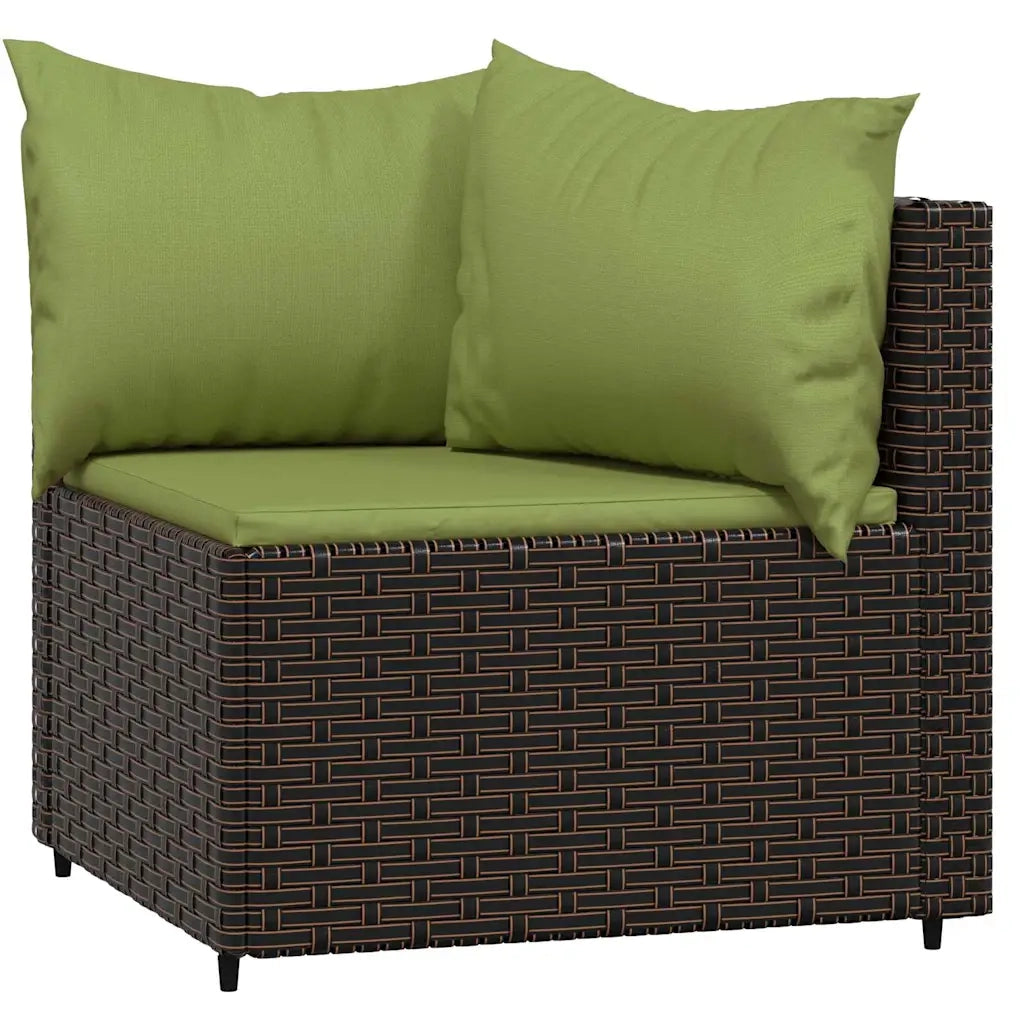 Divani Angolari da Giardino con Cuscini 2pz Polyrattan Marrone 319838