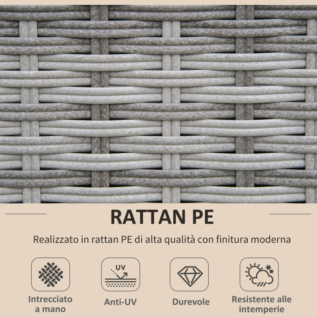 Salotto da Giardino in Rattan PE da 8 Pezzi con Poltrone, Tavolini e Sgabelli, Beige