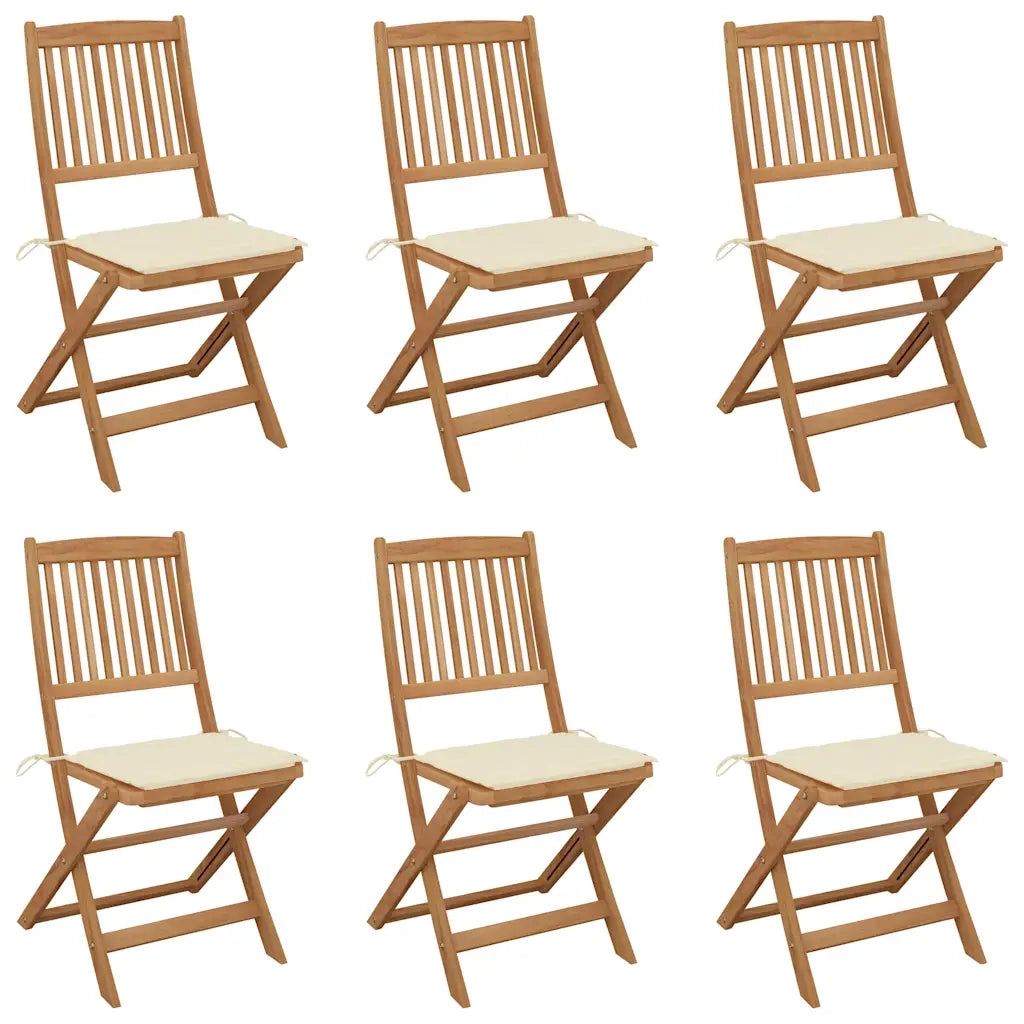 Sedie da Giardino Pieghevoli 6 pz con Cuscini Massello Acacia cod mxl 8484