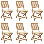 Sedie da Giardino Pieghevoli 6 pz con Cuscini Massello Acacia cod mxl 8484