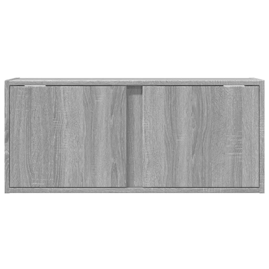 Mobile TV a Parete con Luci LED Grigio Sonoma 80x31x35 cm