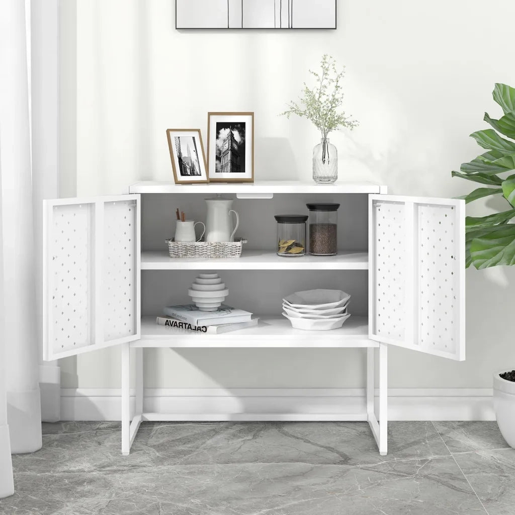 Credenza Bianca 75x35x75 cm in Acciaio 335872