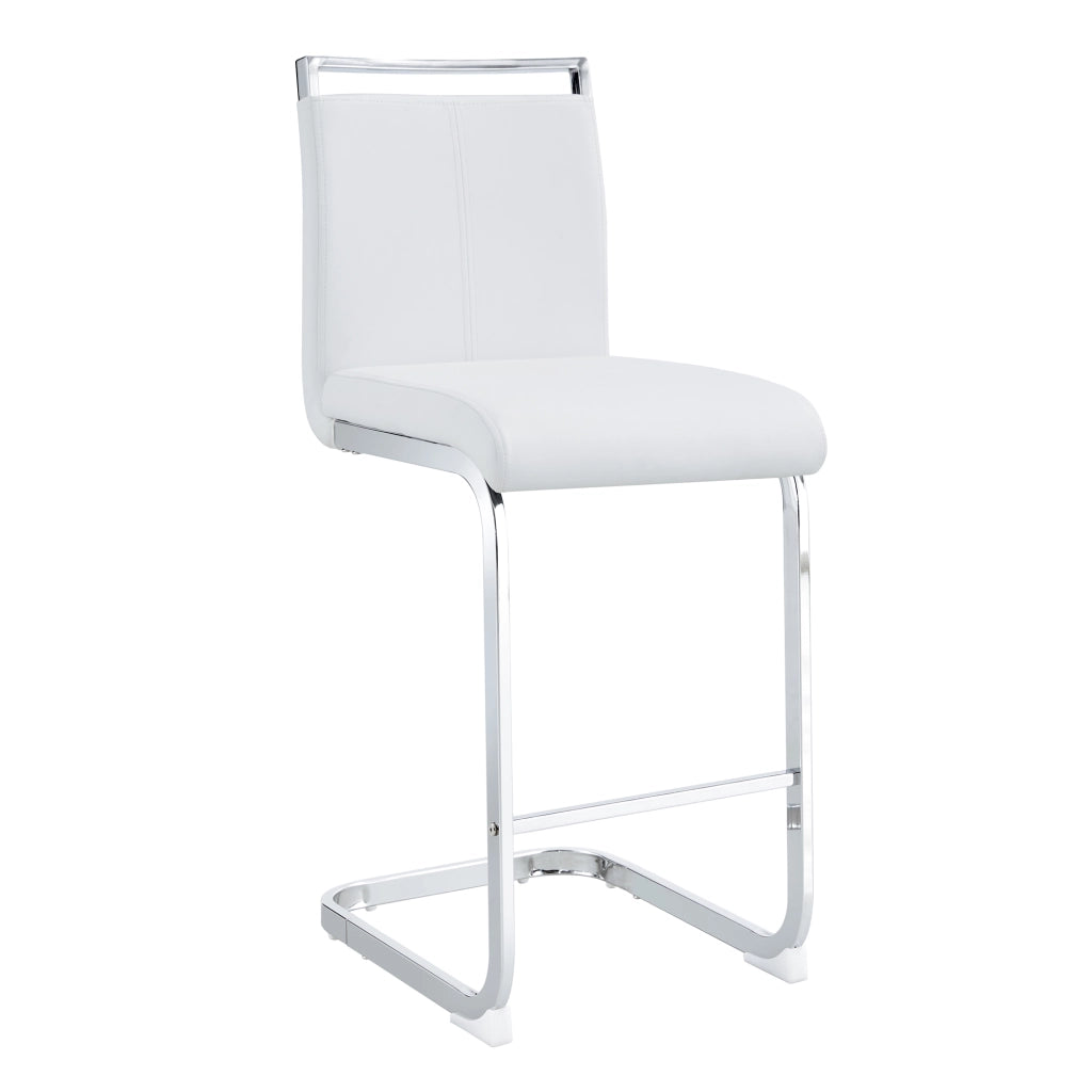 Set 2 Sgabelli da Bar Nordici ¨C MINIMAL ¨C Ecopelle Bianca, Gambe in Metallo