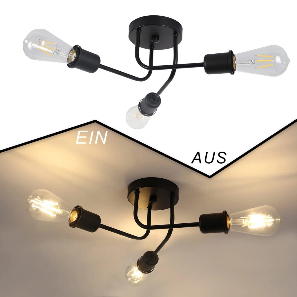 ZMH Lampada da soffitto 6 luci E27 stile industriale retrò nero metallo rustico per camera da letto ristorante