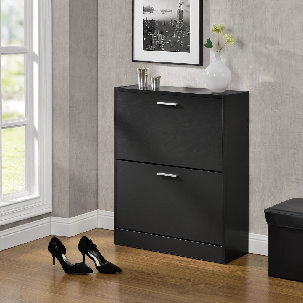 Scarpiera Sykkylven con 2 Contenitori Ribaltabili - Nero [en.casa]