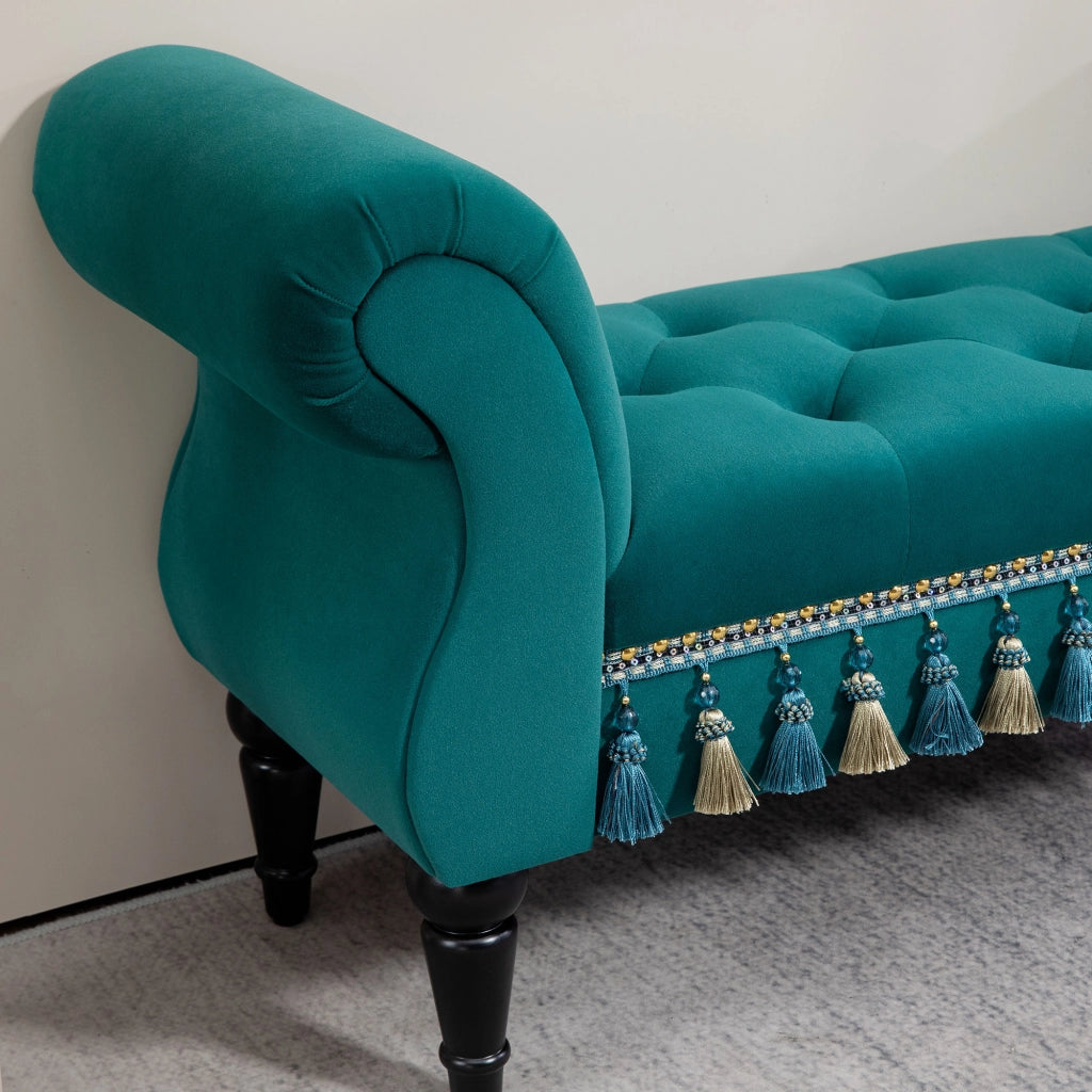 Panca imbottita in stile vintage, 117 x 40 x 58 cm, verde, per soggiorno, camera da letto e ingresso