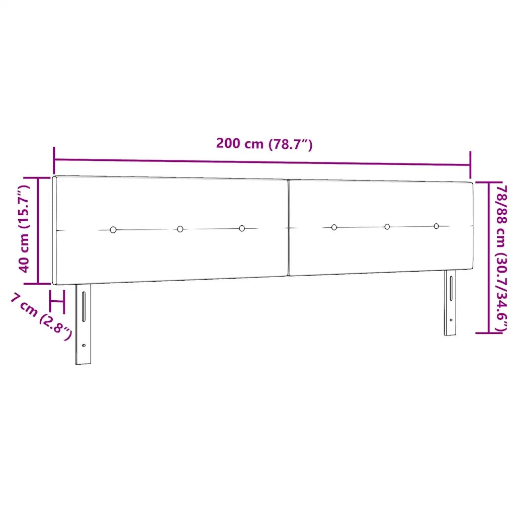 Testiera LED con testiera Marrone scuro 200 cm Tessuto 3338164