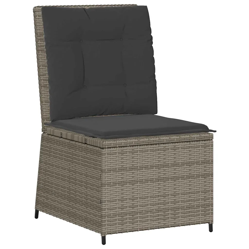 vidaXL Divano da giardino con cuscino Grigio Poly Rattan