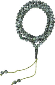 Mala con perle di resina - 99 grani - articolo religioso d'oro - 44 cm di lunghezza