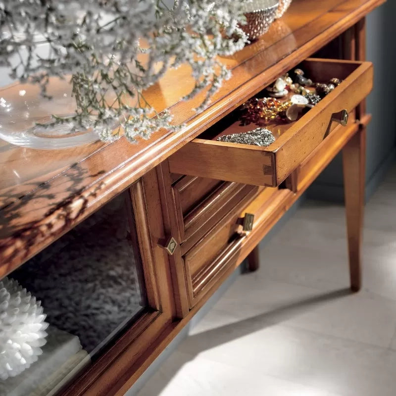Consolle classica 3 cassetti 2 porte legno bassano 140x40x80 - Mobili 2G