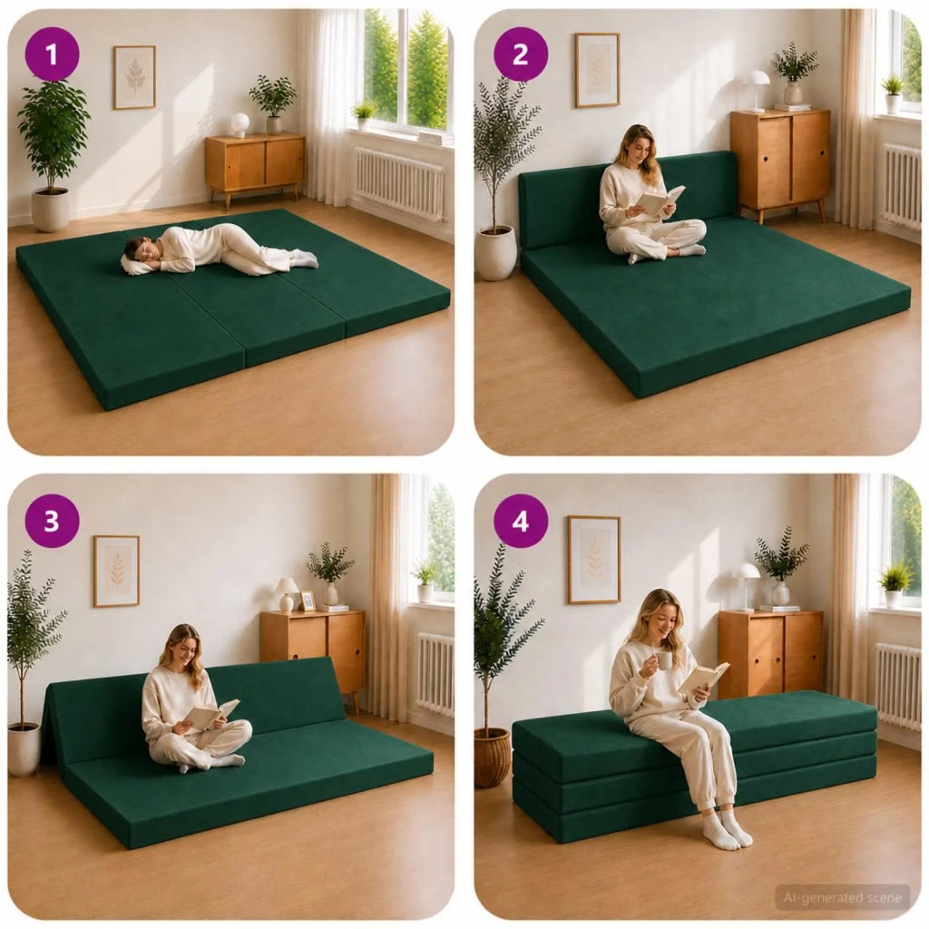 Divano Letto Pieghevole 180 x 67 x 45 cm Verde Scuro 900253