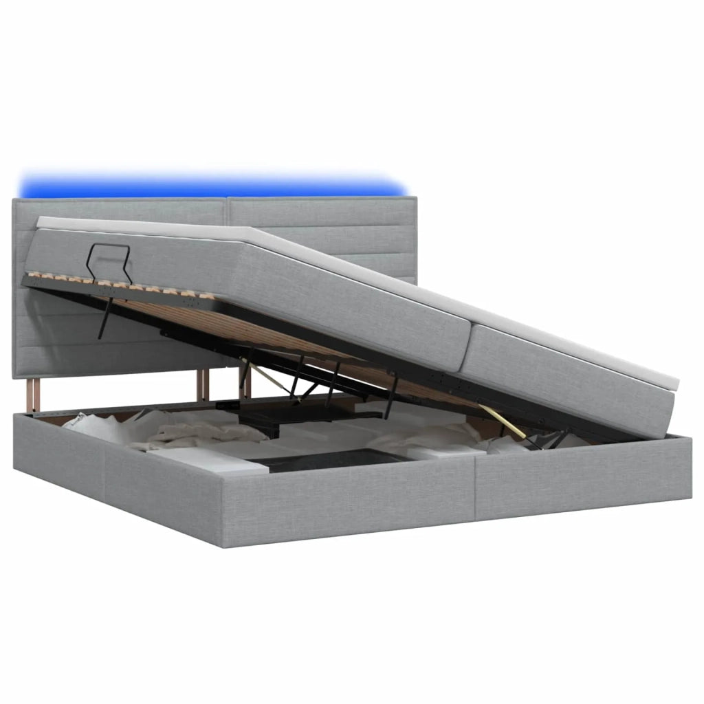 Letto con contenitore LED e materasso Grigio Chiaro 3459903