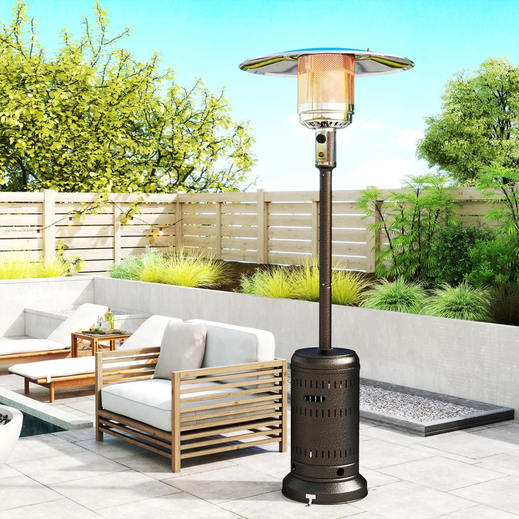 Stufa a Fungo a Gas Propano 82x82x223 cm Accensione Piezoelettrica e Spegnimento Automatico Marrone Scuro