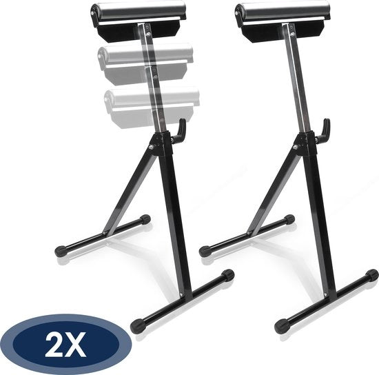 2x Sostegno a ruote regolabile in acciaio Max. portata 60kg - 68-108cm - nero