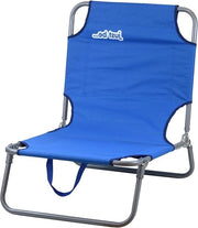 Sedile da spiaggia pieghevole - Leggero e trasportabile - Ideale per giardino e spiaggia - Blu scuro - Accessorio da spiaggia con schienale.