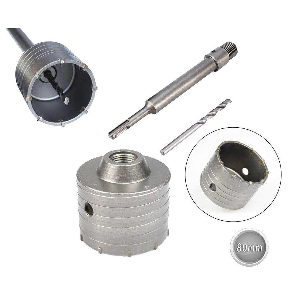 Trade Shop - Fresa A Tazza 80mm Carotatrice Con Asta Sds Plus 90mm Calcestruzzo Cemento -