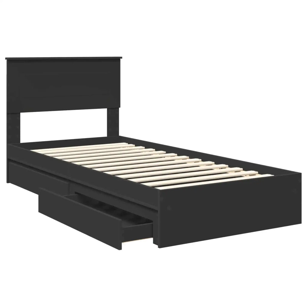 Letto con Contenitore Nero 90 x 190 cm Legno multistrato