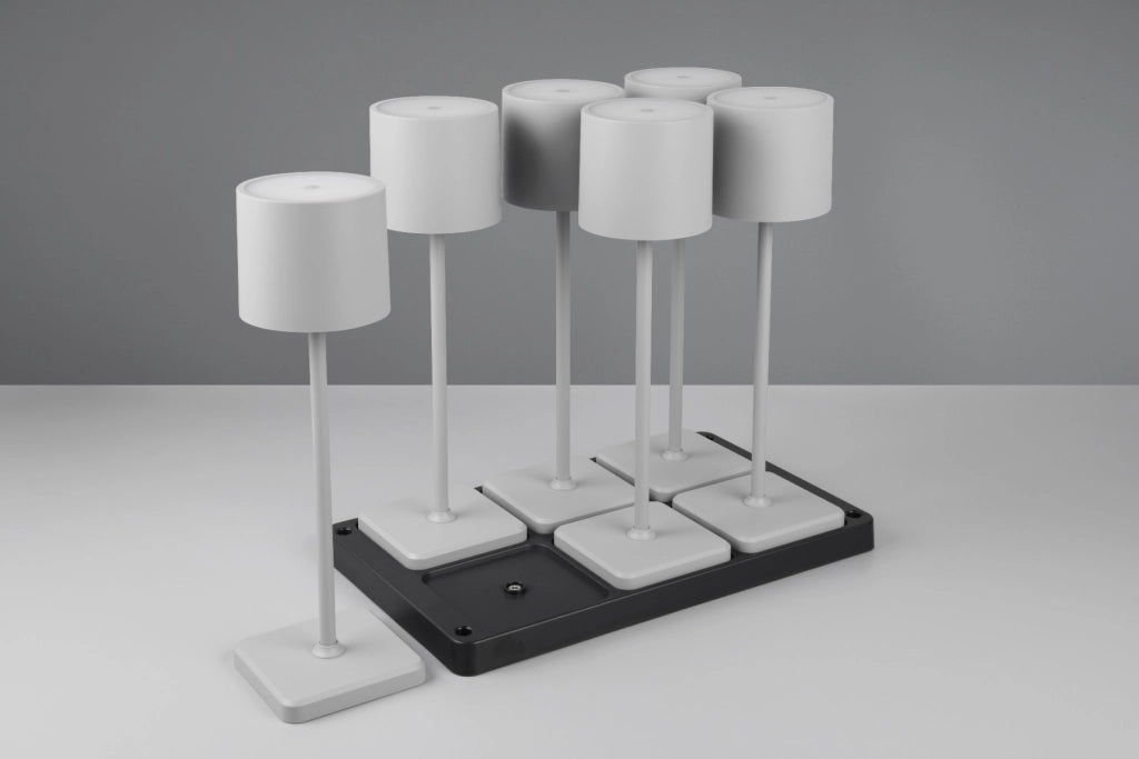 Set 6 lampade da tavolo ricaricabili con base grigie FERNANDEZ