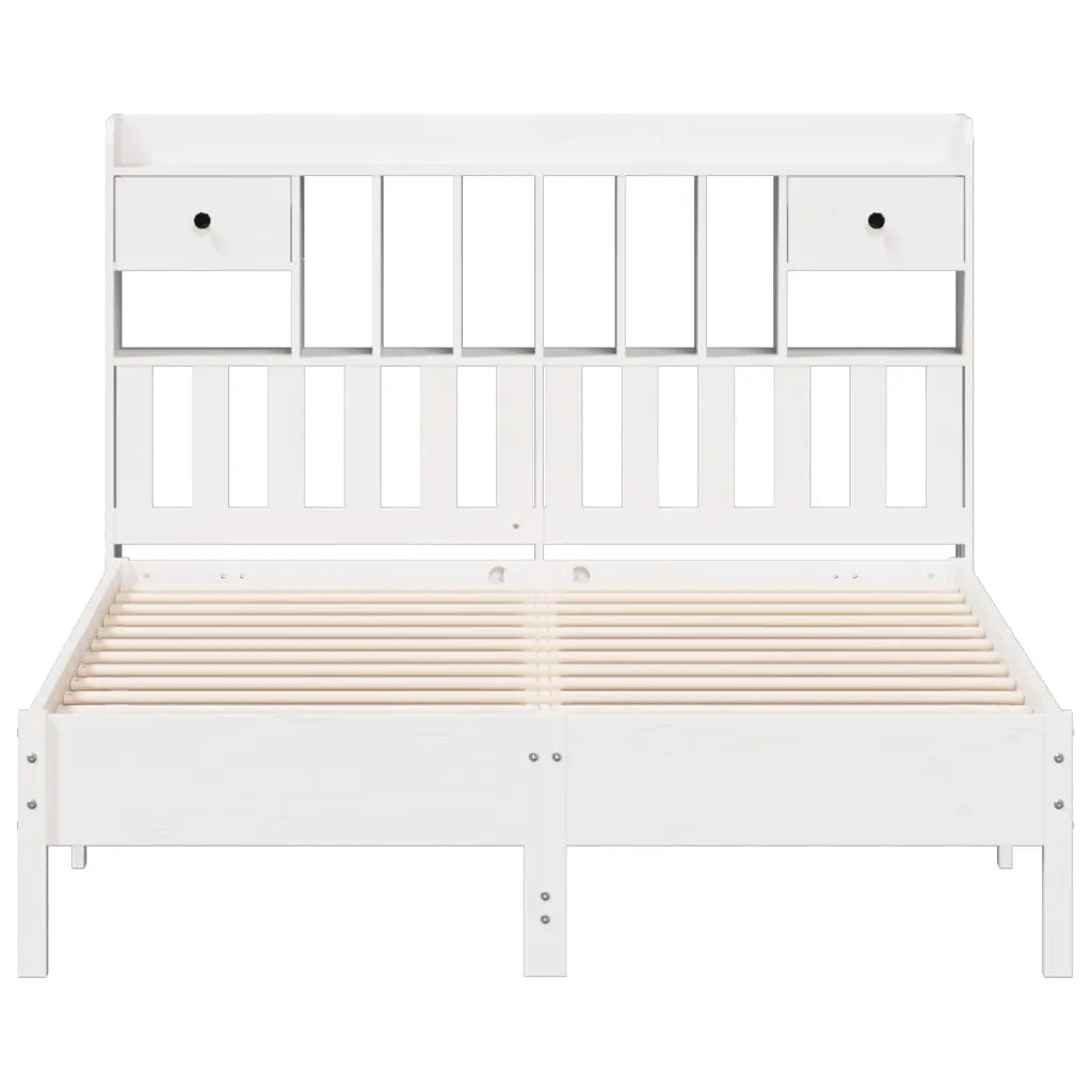 Letto Libreria senza Materasso Bianco 140x190 cm Legno di Pino