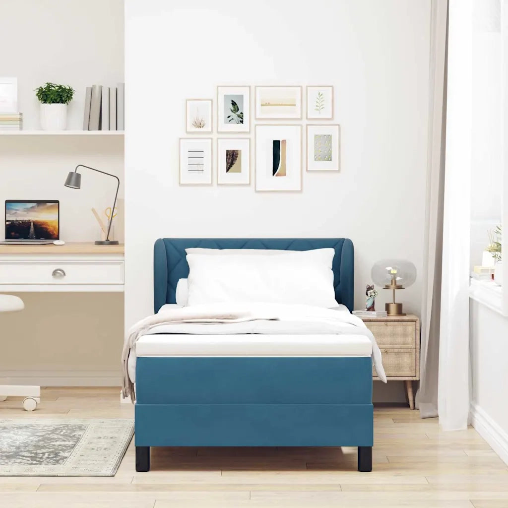 Letto a molle con testiera Blu scuro 100 x 200 cm Velluto 3340434