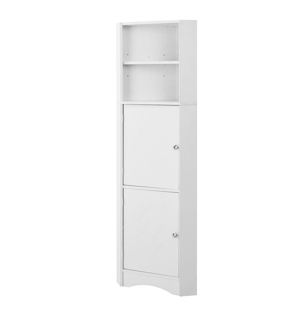 Mobile da bagno angolare con due ripiani regolabili, 36,5 x 36,5 x 155 cm, bianco