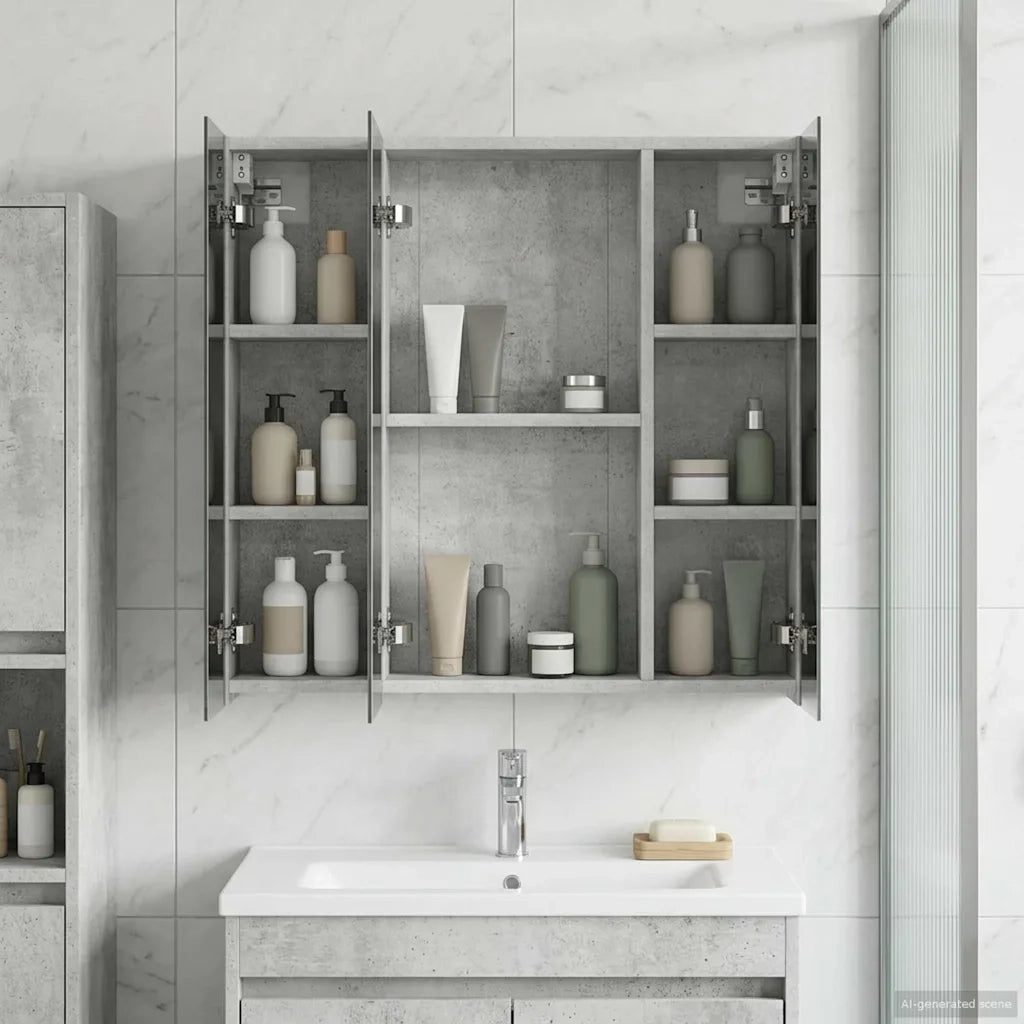 Mobiletto per specchio da bagno Grigio cemento 889090
