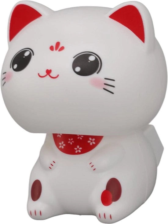 Gatto Seduto a Batteria Solare Mini Fortunato - Pannello di Controllo per Ristoranti Decorazione Feng Shui - Fortuna Felicità Sfortuna (con grandi occhi)