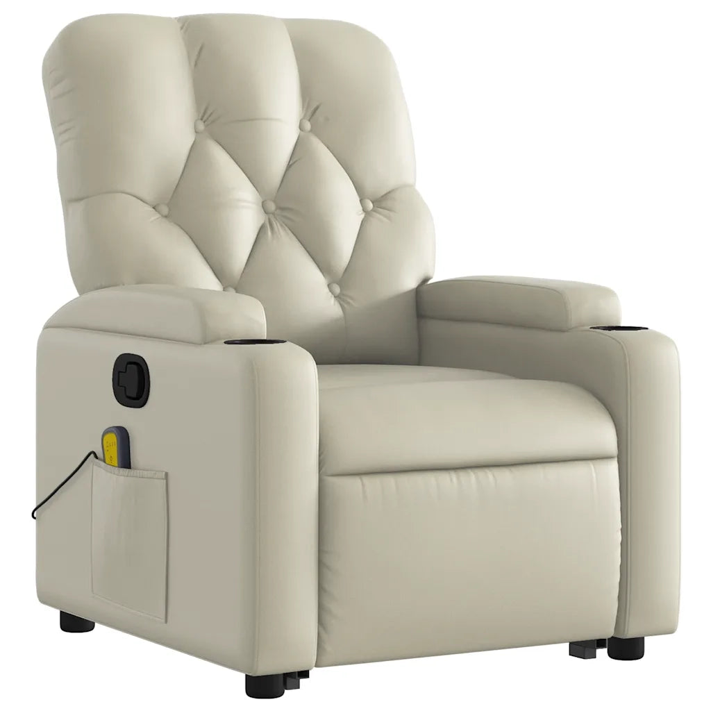 Poltrona Alzapersona Reclinabile Massaggio Crema Similpelle 3204780