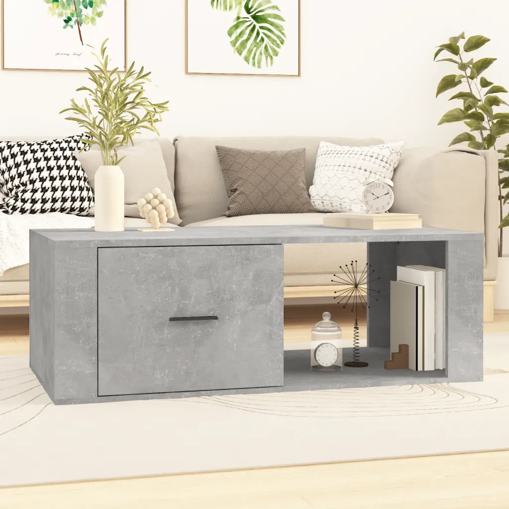 Tavolino salotto | Tavolino da caff¨¨ | Tavolino da Soggiorno Grigio Cemento 100x50,5x35cm Legno Multistrato